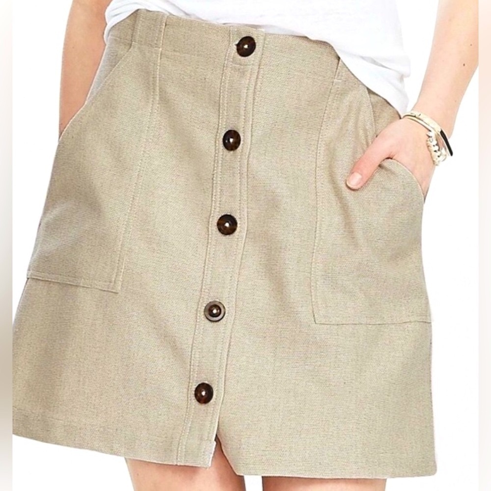 Banana Republic Button Up A-Line Canvas Skirt size:4